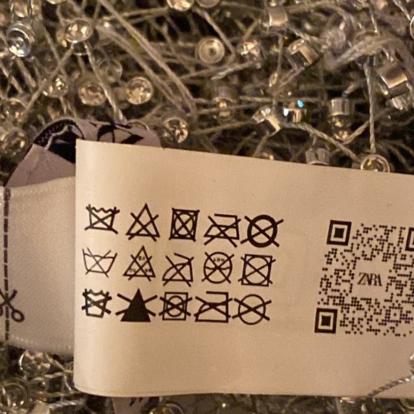 NWT. Zara Silver Semi-Sheer Mesh Rhinestone Midi Dress. Size M. - Picture 8 of 9